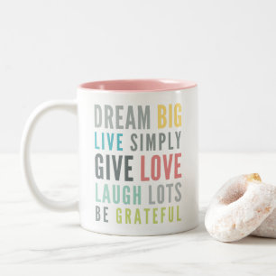 Tasse 2 Couleurs MOTS À VIVRE PAR un mantra de motivation moderne c