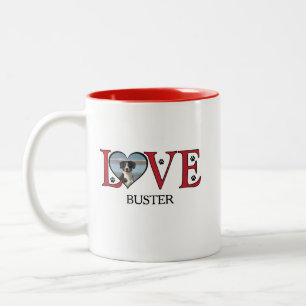 Tasse 2 Couleurs Mots d'amour mignons avec photo de chiens