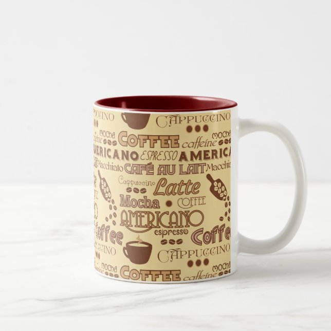 Tasse 2 Couleurs Mots de café (Droit)