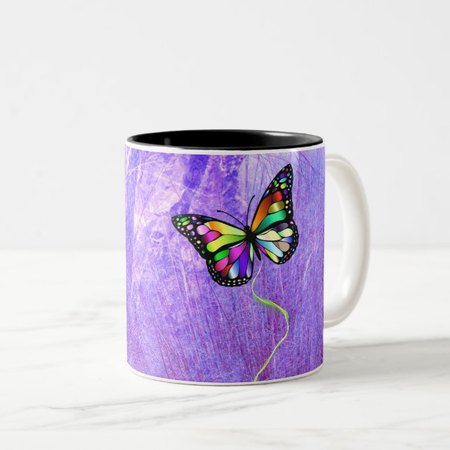 Tasse 2 Couleurs Mouche à papillons de rêve (Devant droit)