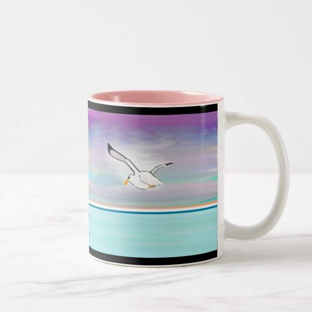 Tasse 2 Couleurs Mouette au-dessus de la mer (Droit)