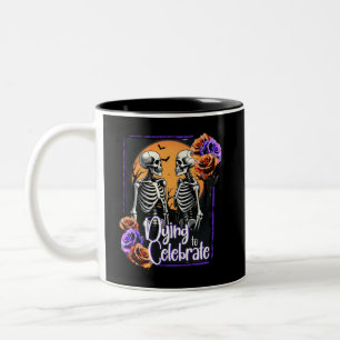 Tasse 2 Couleurs Mourir pour célébrer, Halloween squelette gothique