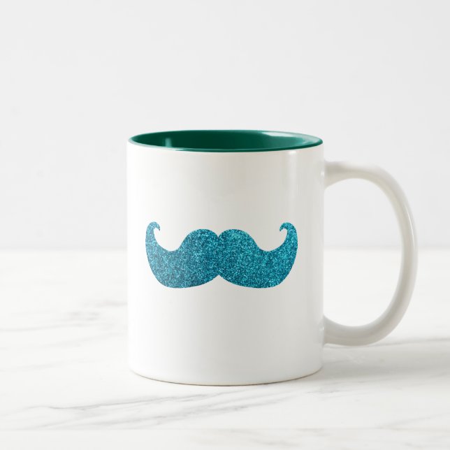 Tasse 2 Couleurs Moustache bleue de Bling (graphique de parties (Droit)