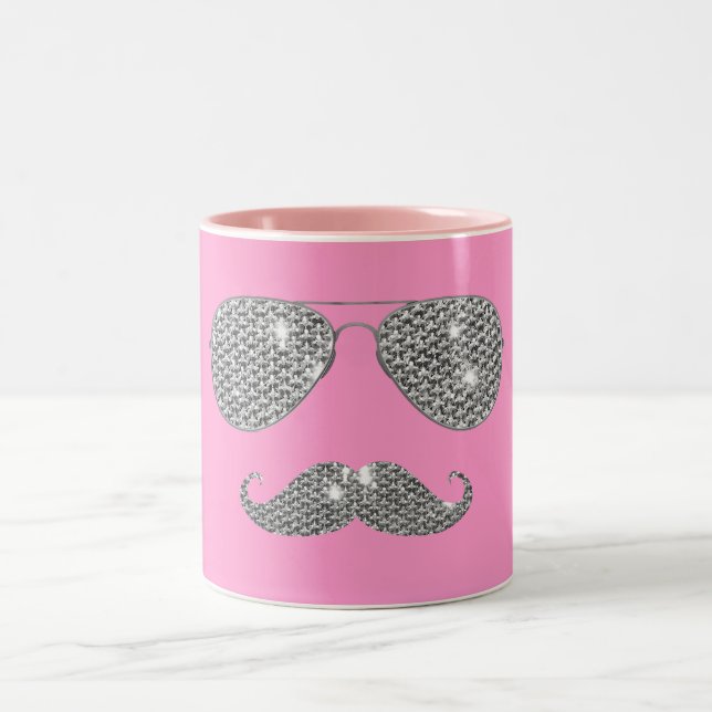 Tasse 2 Couleurs Moustache drôle de diamant avec des verres (Centre)