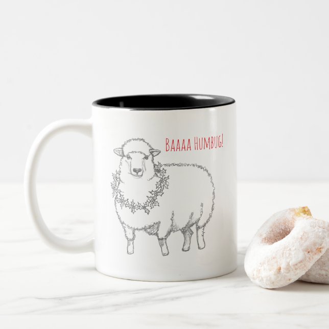 Tasse 2 Couleurs Mouton avec Holly (Avec donut)