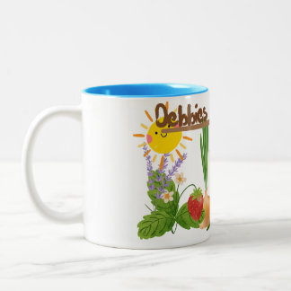 Tasse 2 Couleurs Mug, Nom personnalisé, Thème de jardin