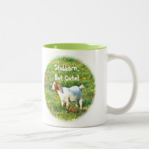 Tasse 2 Couleurs Mug"Stubborn But Cute" (Photo Chèvre)