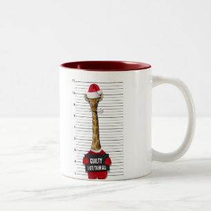 Tasse 2 Couleurs Mugshot Guilty Giraffe Drôle Noël