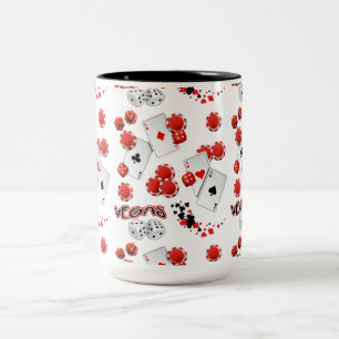 Tasse 2 Couleurs Mugue bicolore 45 cl dés et jetons de Vegas