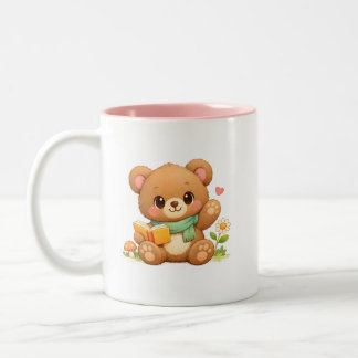 Tasse 2 Couleurs Mugue bicolore pour enfants | "Ours de lecture de