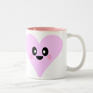 TASSE 2 COULEURS MUGUE DE LA SAINT-VALENTIN COEURS ROSES KAWAII