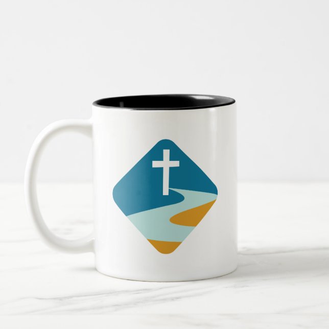 Tasse 2 Couleurs Mugue Jésus Croix sur une Rivière (Gauche)