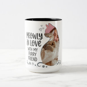 Tasse 2 Couleurs Mugue silhouette de chat avec photo personnalisée