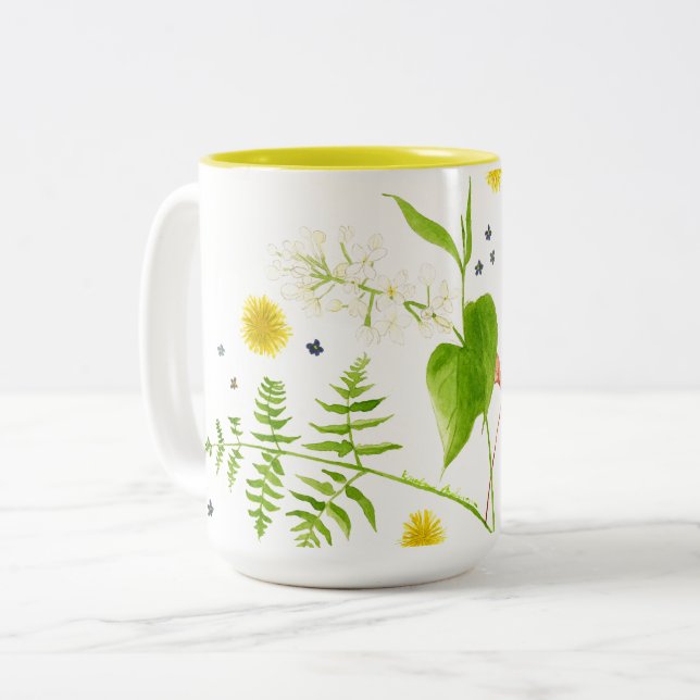 Tasse 2 Couleurs muguet de fleur sauvage (Devant gauche)