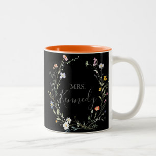 Tasse 2 Couleurs Multicolor sauvage Floral Noir Mme Mariée nouvelle