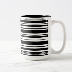 Tasse 2 Couleurs Multitudes de rayures noires et blanches irréguliè