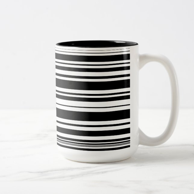 Tasse 2 Couleurs Multitudes de rayures noires et blanches irréguliè (Droit)