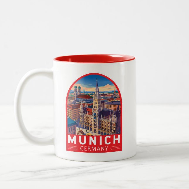 Tasse 2 Couleurs Munich Germany Travel Art Emblem (Gauche)