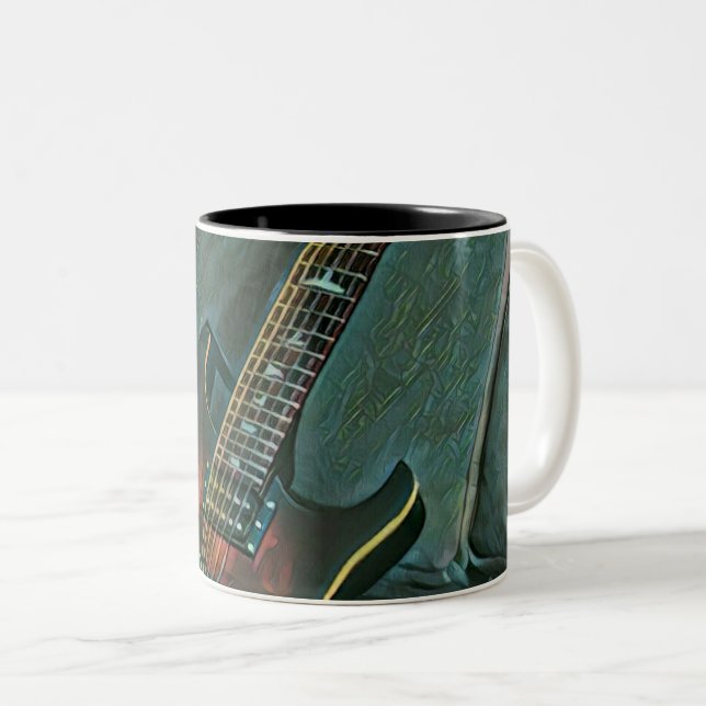 Tasse 2 Couleurs musicien guitare amoureux cadeau (Devant droit)