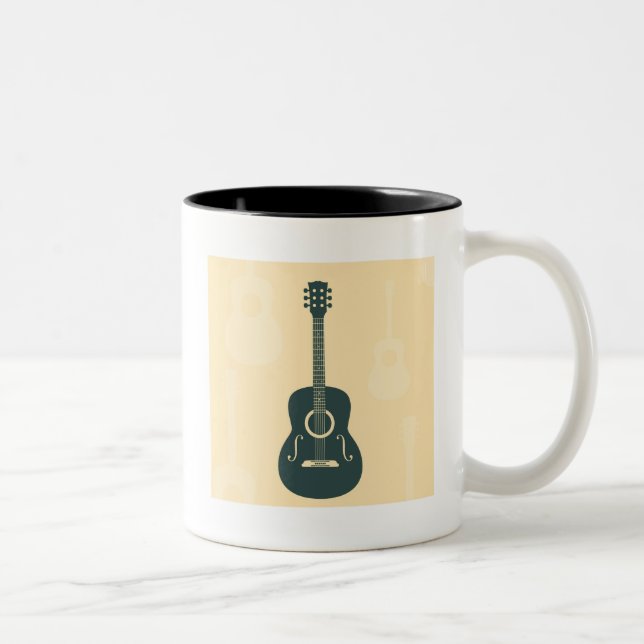 Tasse 2 Couleurs Musique acoustique de guitare rétro (Droit)