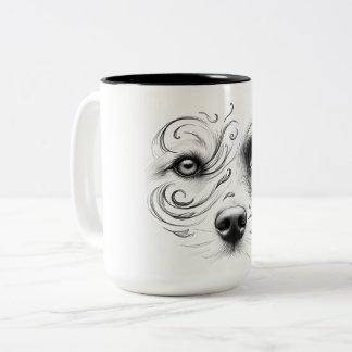 Tasse 2 Couleurs Musique avec chien et visage humain