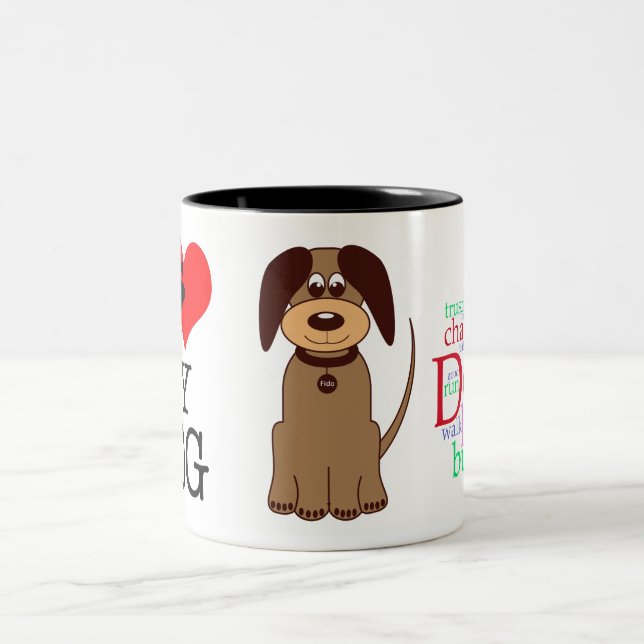 Tasse 2 Couleurs Musique café chien Brown (Centre)