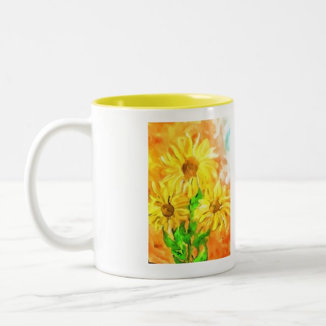 Tasse 2 Couleurs Musique café tournesol (Gauche)