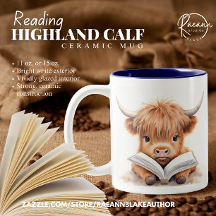 Tasse 2 Couleurs Musique céramique Highland Calf Reader