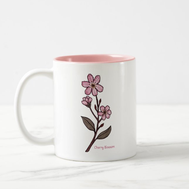 Tasse 2 Couleurs Musique cerise en fleur (Gauche)