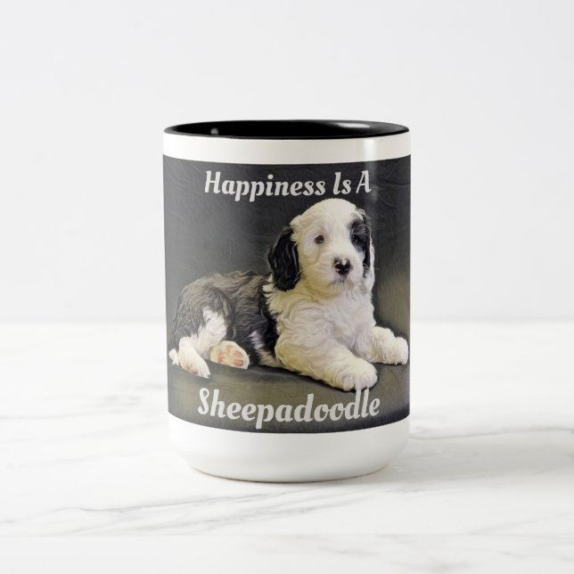 Tasse 2 Couleurs Musique de café Sheepadoodle (Centre)