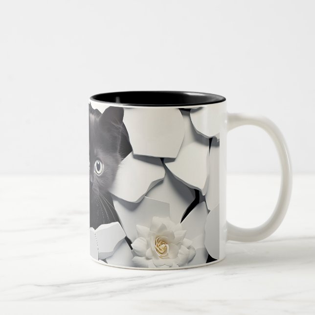 Tasse 2 Couleurs Musique de chat noir 3D (Droit)