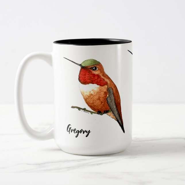 Tasse 2 Couleurs Musique de colibri personnalisée (Gauche)