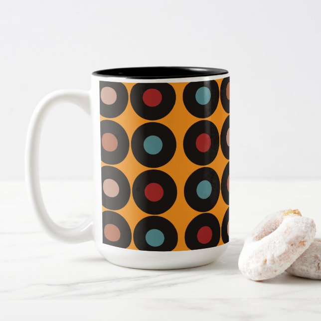Tasse 2 Couleurs Musique de disques vinyles rétro  (Avec donut)
