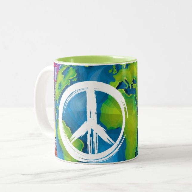 Tasse 2 Couleurs Musique de la paix mondiale (Devant gauche)