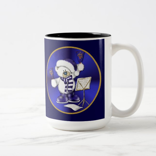 Tasse 2 Couleurs Musique de Noël de l'ours (Droit)
