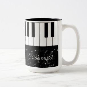 Tasse 2 Couleurs Musique de piano noir et blanc 2