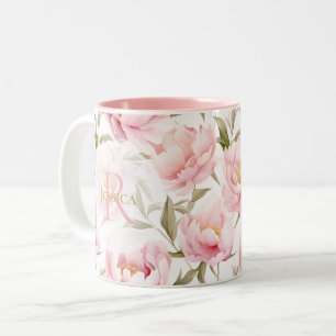 Tasse 2 Couleurs Musique de pivoine rose romantique