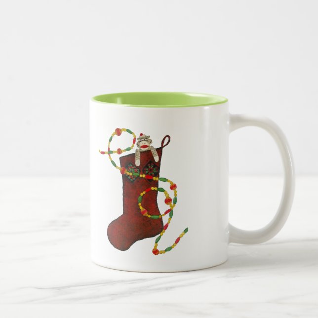 Tasse 2 Couleurs Musique de singe de Noël (Droit)