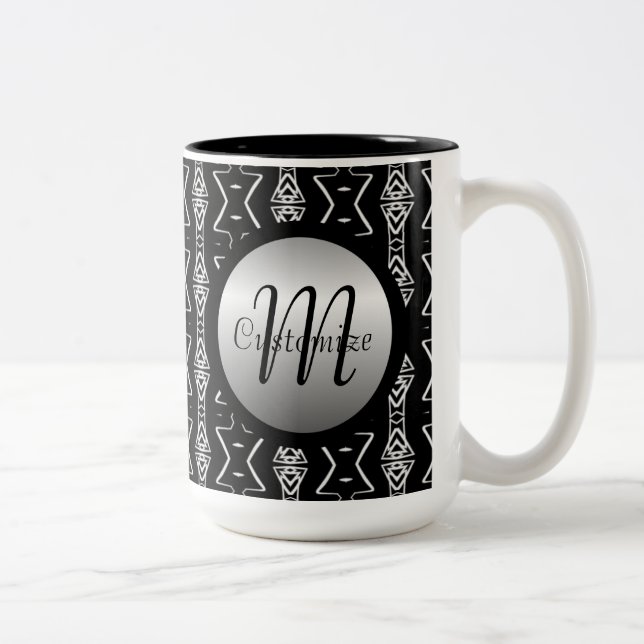 Tasse 2 Couleurs Musique des triangles géométriques noirs et blancs (Droit)