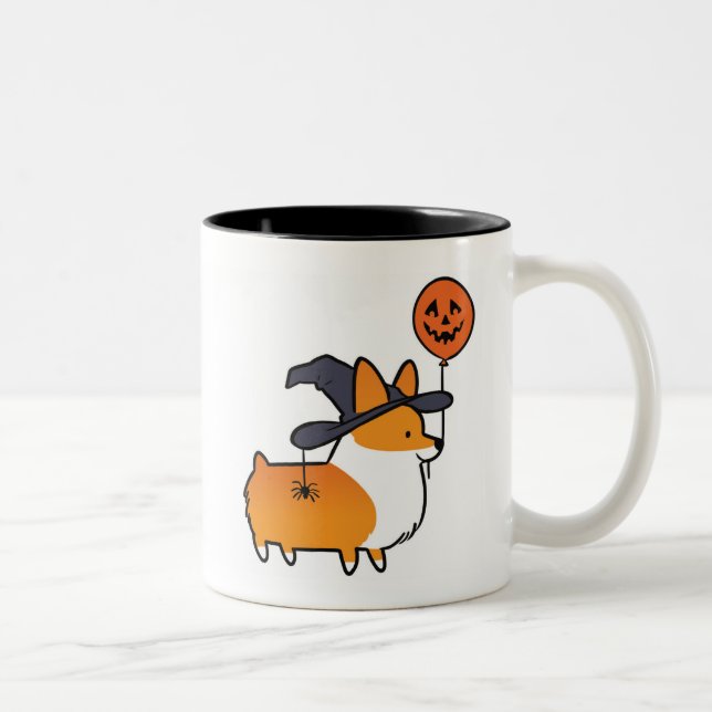 Tasse 2 Couleurs Musique d'Halloween Corgi rouge | CorgiThings (Droit)