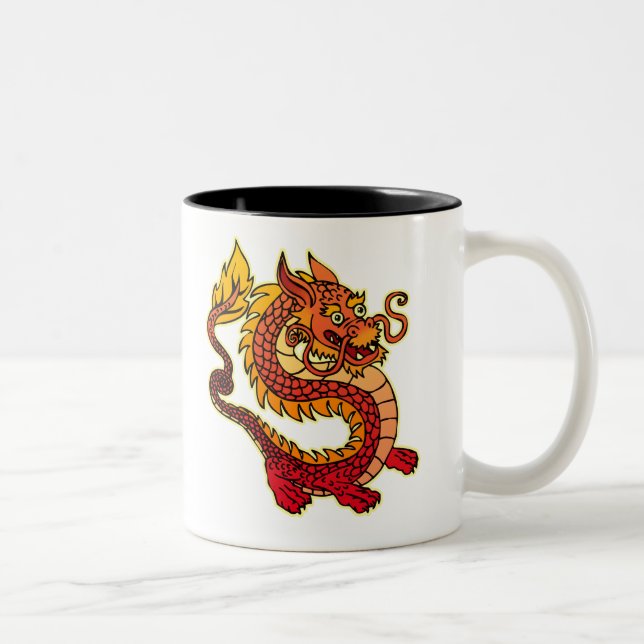 Tasse 2 Couleurs Musique dragon rouge chinoise (Droit)