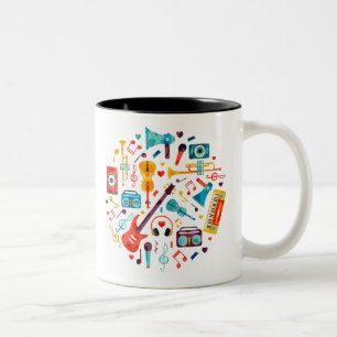 Tasse 2 Couleurs Musique funky instruments de musique colorés