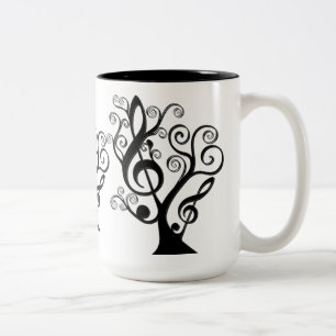 Tasse 2 Couleurs Musique noire et blanche Arbre de Clé Arbre Musiqu