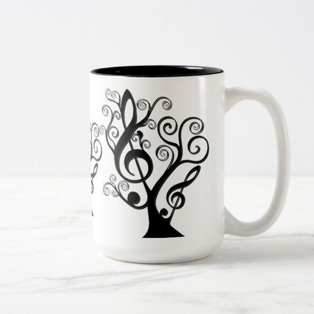 Tasse 2 Couleurs Musique noire et blanche Arbre de Clé Arbre Musiqu (Droit)