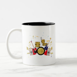 Tasse 2 Couleurs musique partie guitare batterie ensemble musical