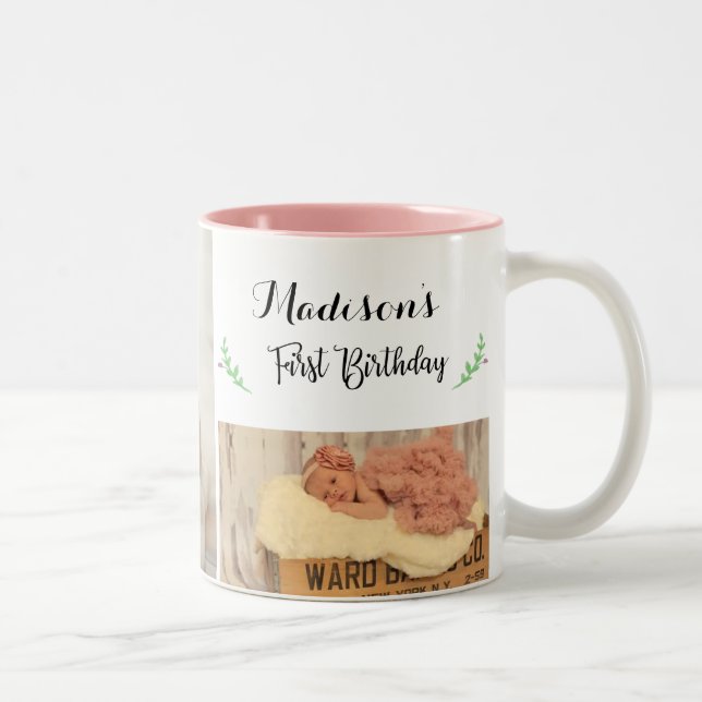 Tasse 2 Couleurs Musique photo d'anniversaire (Droit)
