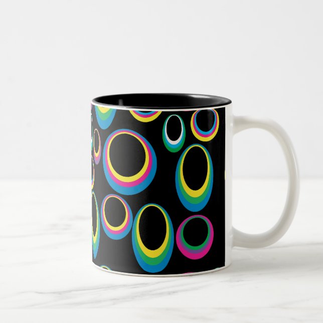 Tasse 2 Couleurs Musique Retro Rainbow Ovals (Droit)
