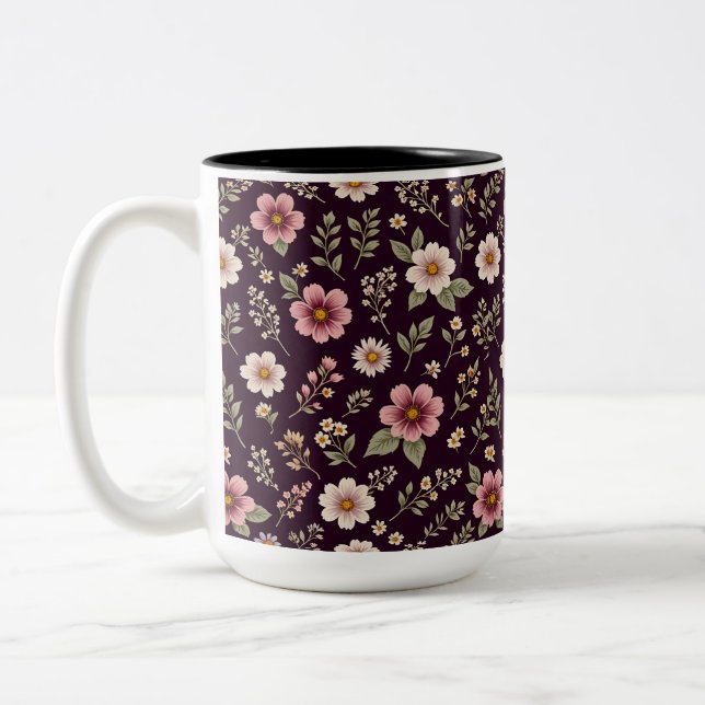 Tasse 2 Couleurs Musique romantique à prune Fleur sauvage (Gauche)