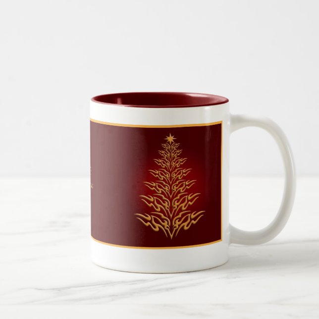 Tasse 2 Couleurs Musique rouge élégant sapin de Noël (Droit)