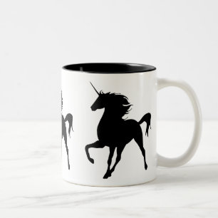 Tasse 2 Couleurs Musique Silhouette Unicorne Noire